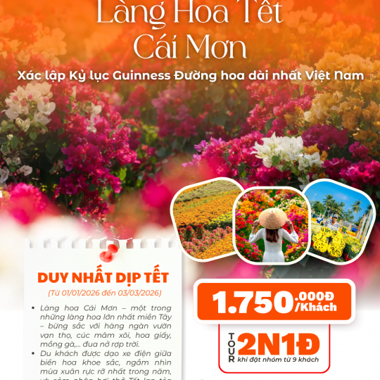 Tour Làng Hoa Tết Cái Mơn