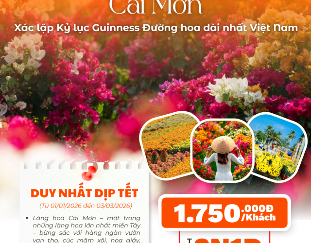 Tour Làng Hoa Tết Cái Mơn
